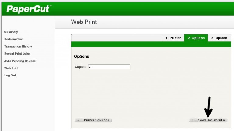 papercut ng web print login